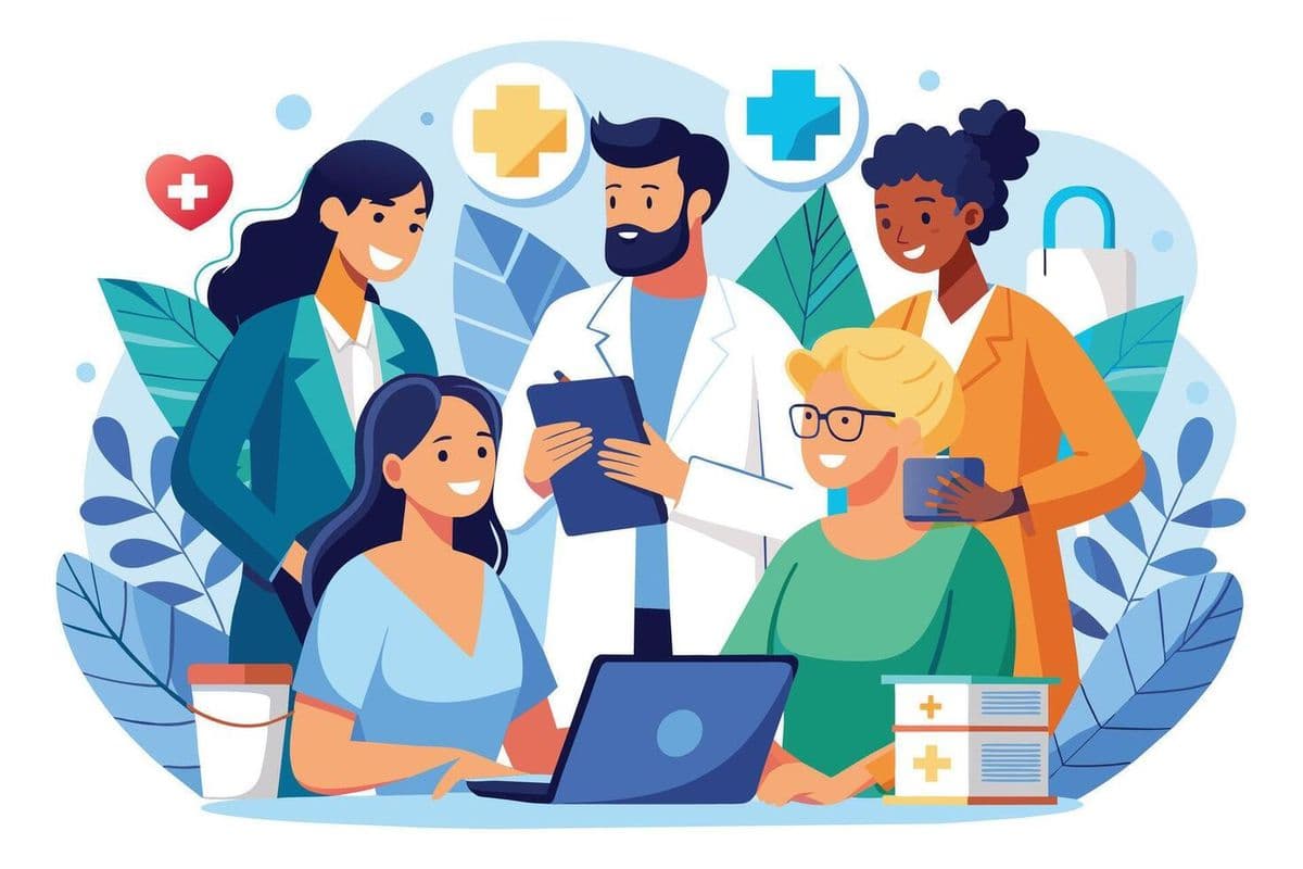 Medical researchers collaborating